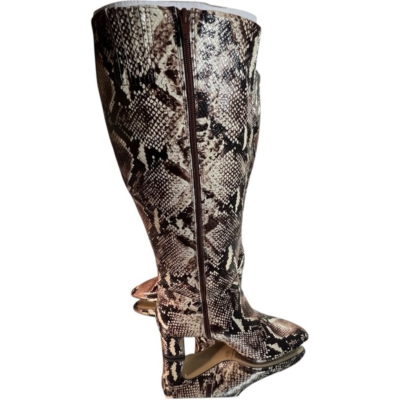 Alex Marie Pamilla Snake Boots 8.5 brown leather in Tall knee high New in box - Picture 3 of 14